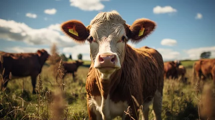 Foto op Plexiglas Well-groomed cow in the field.Farm life. Cow in the pasture © Vladimir