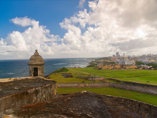 view of old san juan and downtown puerto rico from castillo san cristobal
