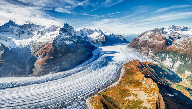 Aletsch gletsjer in de herfst