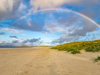 Beautiful rainbow at Portnoo Narin beach in County Donegal - Ireland