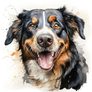 watercolor Bernese Mountain Dog clipart, Generative Ai