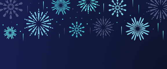 Blue happy new year with fireworks banner