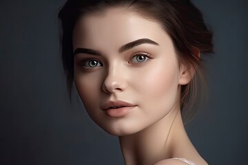 Portrait of young beautiful woman with perfect smooth skin beauty spa salon concept.