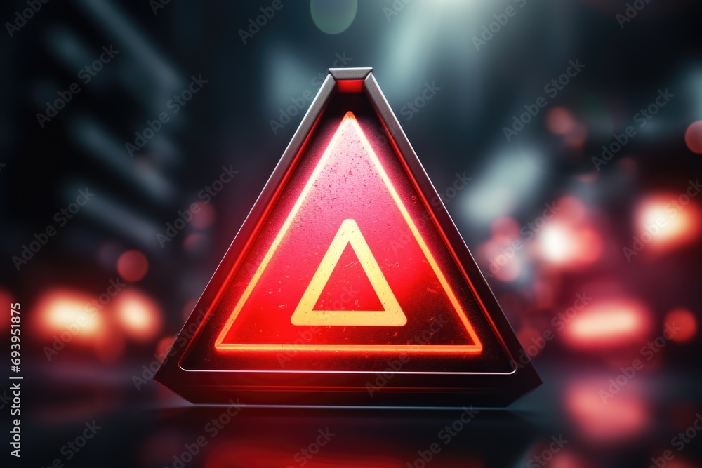 Aufkleber A red triangular sign placed on top of a table. Suitable for various uses