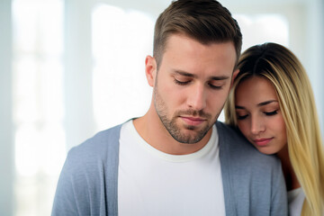 Man comforting his sad mourning friend