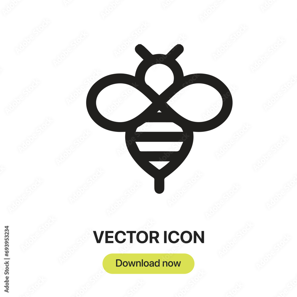 Aufkleber Bee icon vector. Linear-style sign for mobile concept and web design. Bee symbol illustration. Pixel vector graphics - Vector.