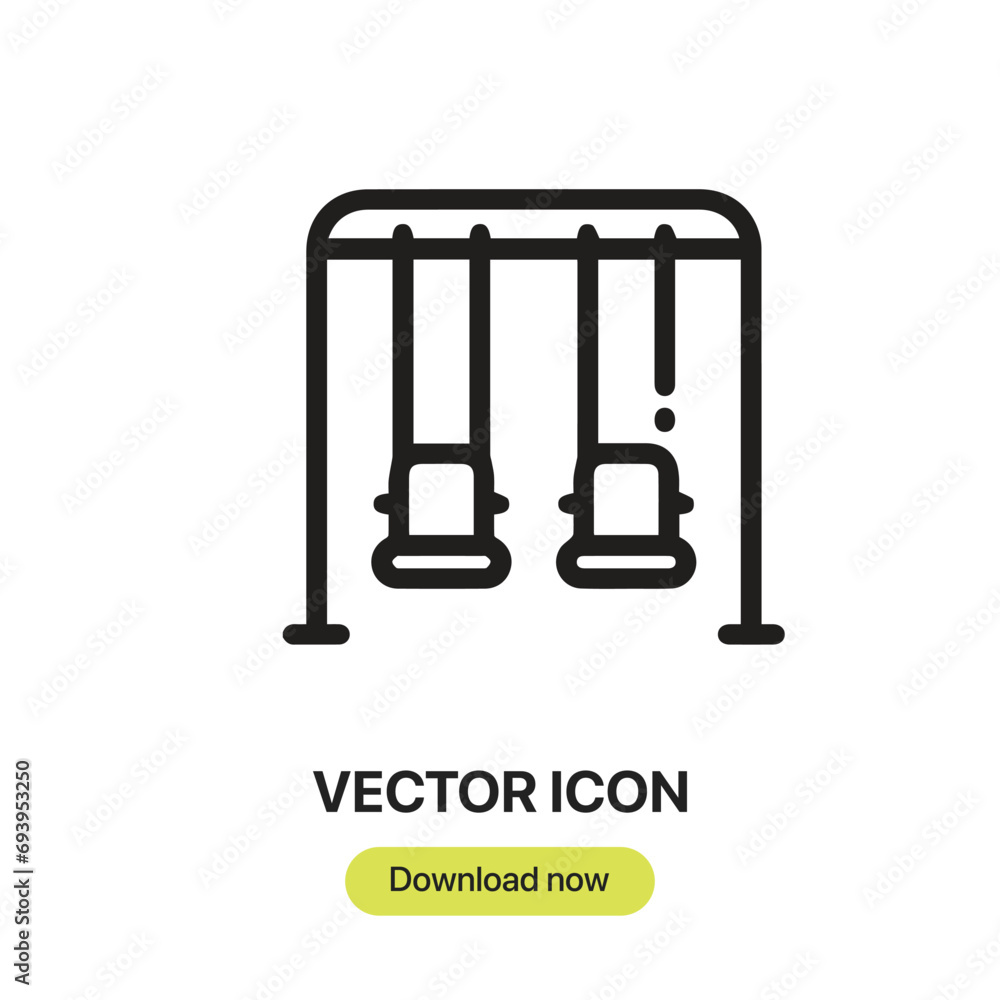 Poster Swings icon vector. Linear-style sign for mobile concept and web design. Swings symbol illustration. Pixel vector graphics - Vector.
