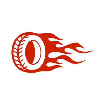 Fire wheels logo concept vector. Car wheel in fire flame.