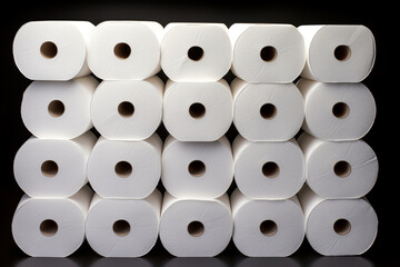 several rolls of toilet paper on a plain background. generative ai	