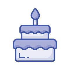 Burning candle on birthday cake, party cake vector design