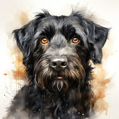 Naklejka na ściany i meble watercolor Black Russian Terrier clipart, Generative Ai