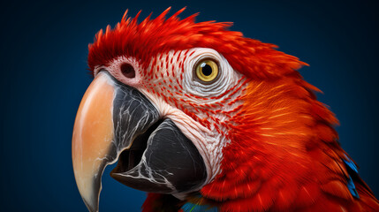 Obraz premium Vivid Avian Majesty: Close-Up of a Scarlet Macaw with Detailed Feathers