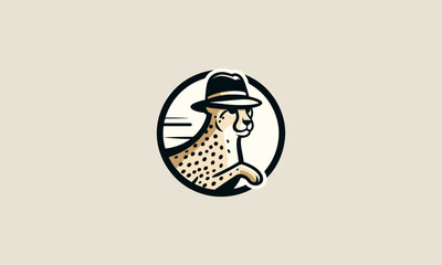 cheetah running wearing hat vector mascot design