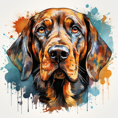 watercolor Bloodhound clipart, Generative Ai - obrazy, fototapety, plakaty