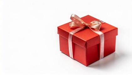 Fototapeta premium Red gift box and white background.