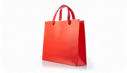 Red shopping bag isolated on white background. 