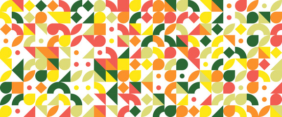 Colorful colourful modern minimalist mid century neo geometric mosaic bauhaus style memphis seamless pattern abstract vector illustration