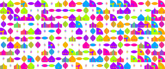 Colorful colourful abstract geometric mosaic banner design with simple shapes