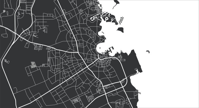 Layered editable vector illustration outline Map of Doha,Qatar