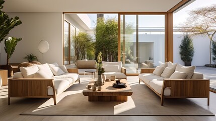 Fototapeta premium Interior Living Room Wall Mockup - 3d Rendering, 3d Illustration , generative ai