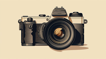 Vintage film photo camera. Retro style toned picture. Minimalistic concept