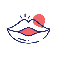 Beautiful glossy lips icon design, trendy icon of kissing lips