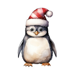 Naklejka premium a penguin wearing a santa hat
