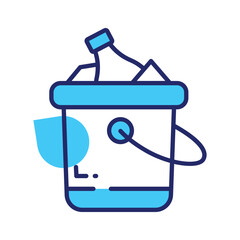 Editable icon of wine bottle bucket, beer bottles inside ice bucket