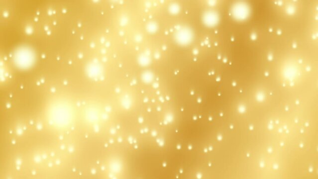 Abstract background footage with glowing white lights falling on gold gradient background. For Happy Holidays, Happy Valentine's day and wedding ceremony.