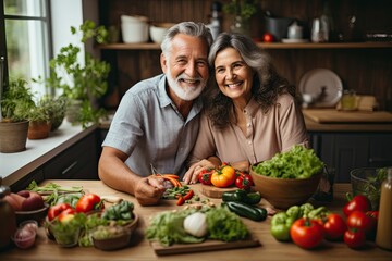 elder people making healthy food