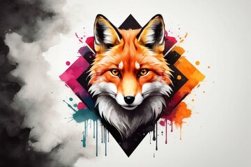 powerful colorful fox face logo facing forward