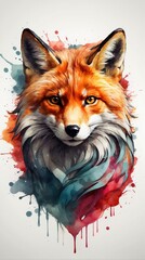 powerful colorful fox face logo facing forward