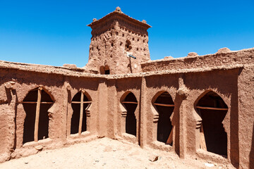 Exterior of Ait Ben Haddou, a fortified village in central Morocco, North Africa