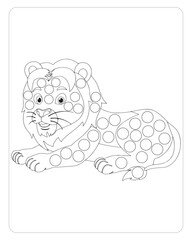 Lion Dot Marker, Cute Animals Dot Marker coloring pages for kids.