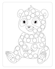 Panda dot marker, cute animals dot marker coloring pages for kids.
