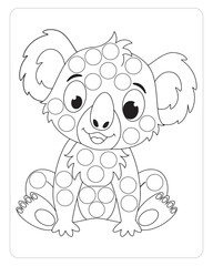 Koala Dot Marker, Cute Animals Dot Marker coloring pages for kids.