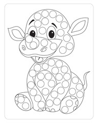 Rhinoceros Dot Marker, Cute Animals Dot Marker coloring pages for kids.