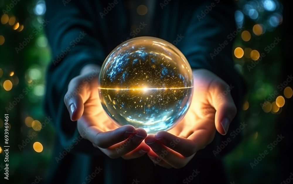 Canvas Prints crystal ball in hand,created with generative ai tecnology.