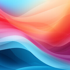 The abstract background is dominated by red, blue and orange
