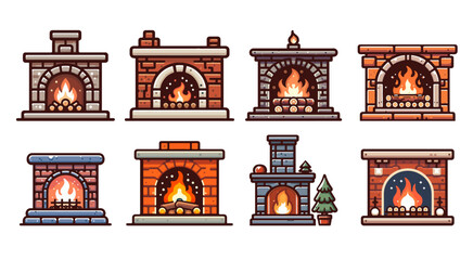 Obraz premium An inviting scene unfolds as a beautifully depicted fireplace takes center stage in this captivating artwork