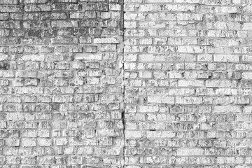 Black and white photo of brick wall in loft style