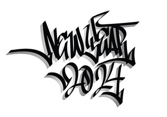 NEW YEAR 2024 word graffiti tag style