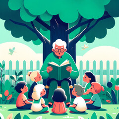 "Storytime Under the Tree: Intergenerational Bonding"