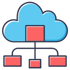 Linked clouds representing cloud services. vektor icon illustation