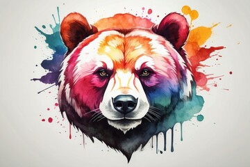 powerful colorful bear face logo facing forward