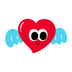 Heart with wings cartoon icon.
