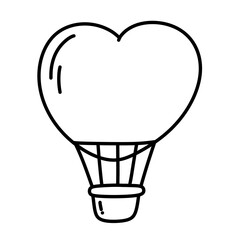 Hot air balloon cartoon line icon.	
