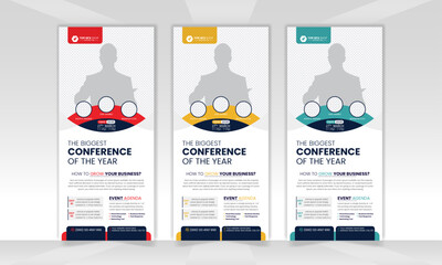 Conference agency roll up banner design witn circle shape