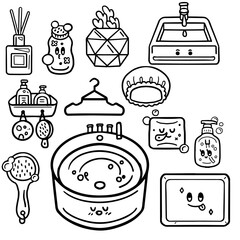 Bathroom set line drawing