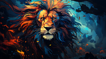 lion animal artistic abstract background - obrazy, fototapety, plakaty